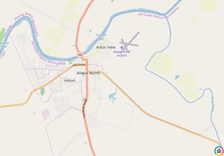 Map location of Aliwal North
